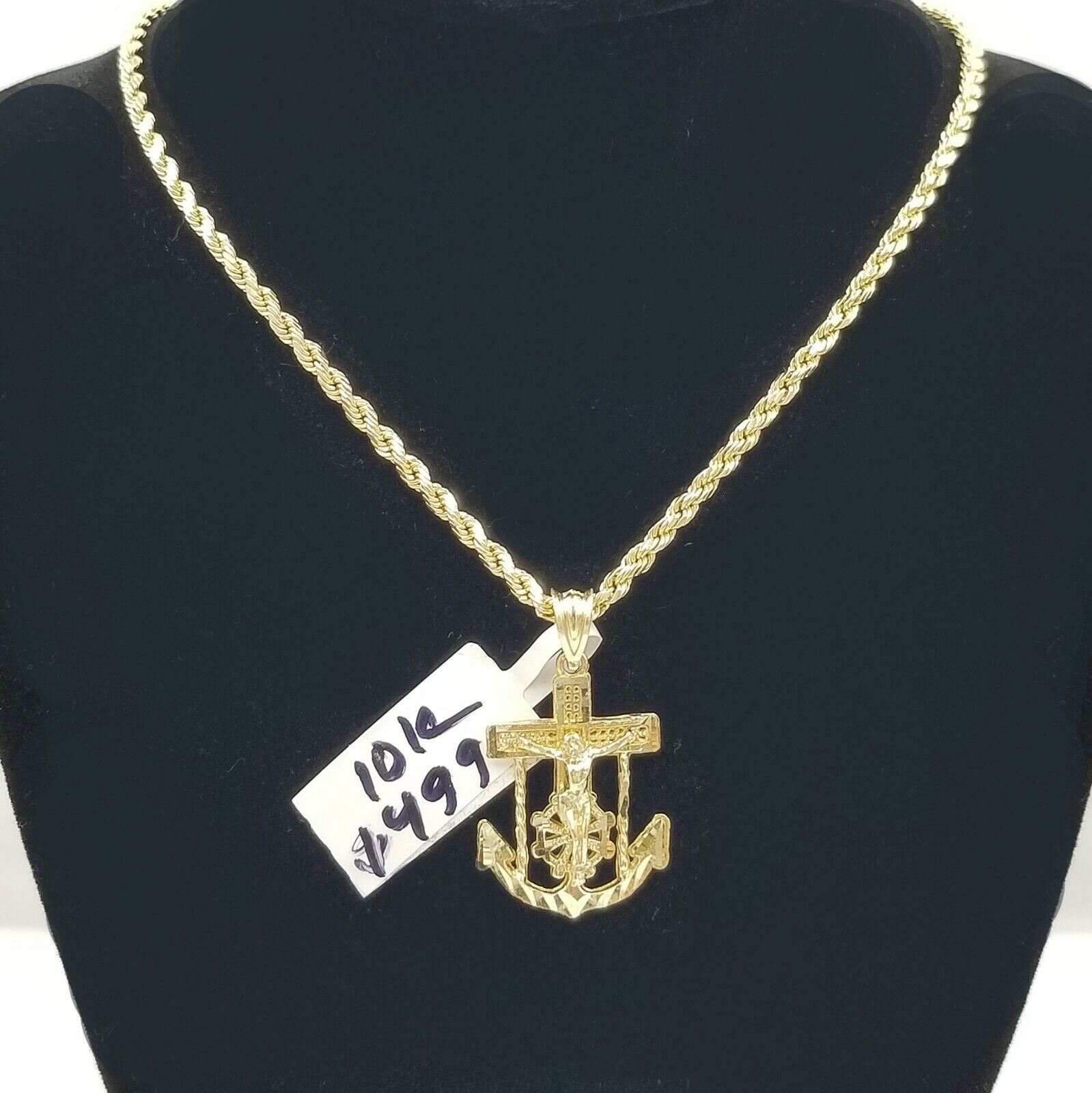 10k Gold Anchor Pendent Rope Chain 2.5mm 18" 20" 22" 24" 26" 10kt Necklace Cham - GoldenlinQ